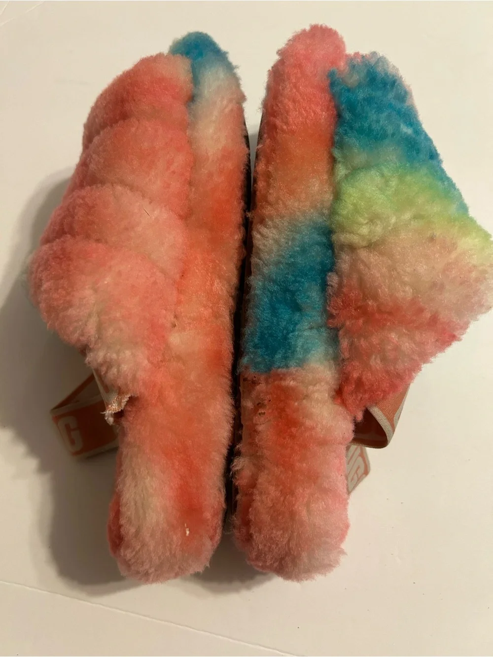 UGG Kids Multicolor Pastel Rainbow Fluff Slides